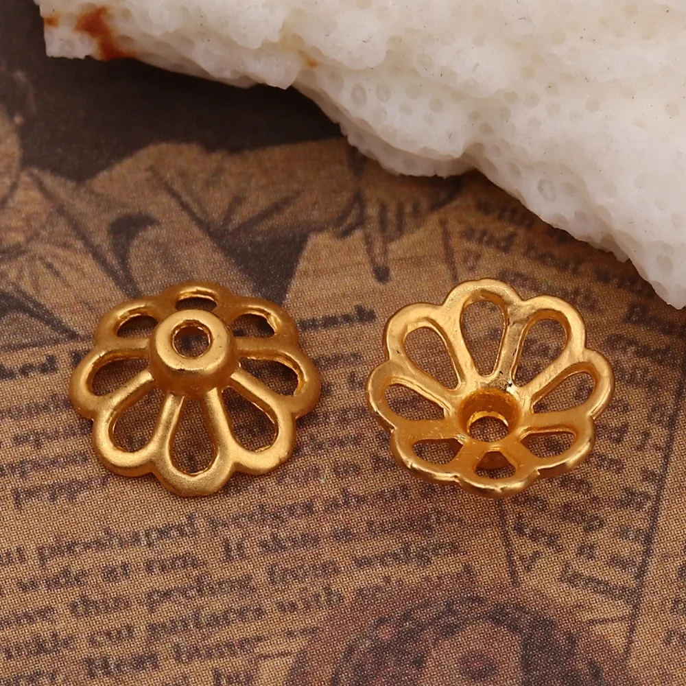 

DoreenBeads Zinc Based Alloy Beads Caps Flower Matt Gold Components DIY Findings (Fit Beads Size: 12mm Dia.) 11mm x 11mm, 10 PCs