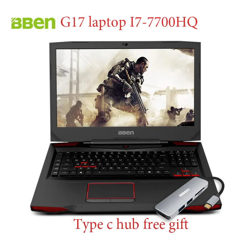 BBEN G17 Ноутбук игровой Тетрадь портативный компьютер Windows 10 Intel I7 7700HQ Nvidia GDDR5 32G RAM +