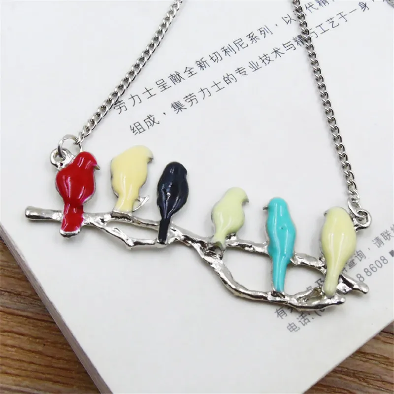 

Sweater chain bird drops oil branch joker long necklace literary and artistic sen female small and pure and fresh necklace cute
