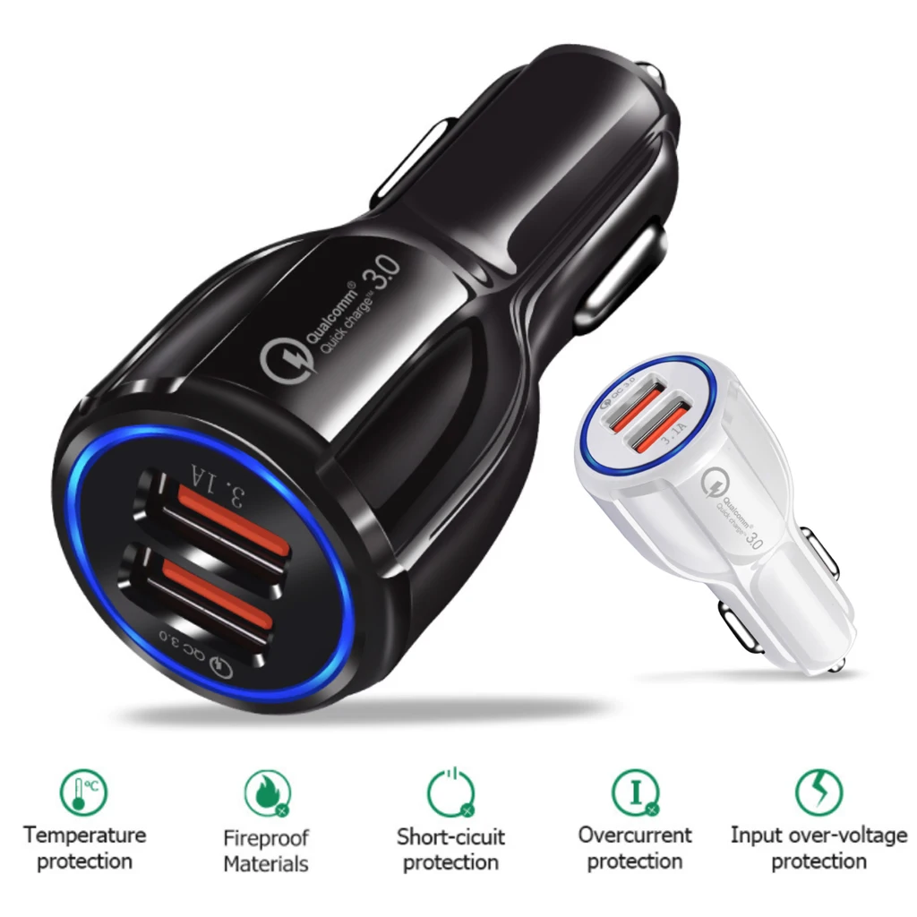 

Car USB Charger Quick Charge 3.0 Mobile Phone Charger 2 Port USB Travel Car Adapter charger for iPhone Samsung Xiaomi