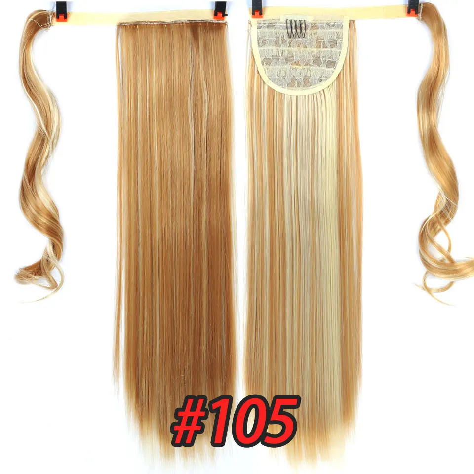 Длинные Postiche шиньон-хвост наращивание волос клип в наращивание волос натуральный афро прямой шнурок конский хвост Синтетический - Цвет: 0020-105