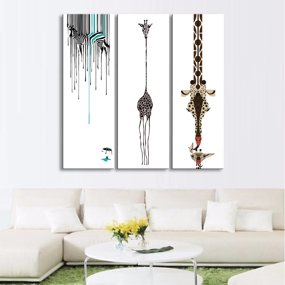3 pieces high-definition print Giraffe and zebra painting canvas poster and wall art living room picture CJLBM-001 (1)