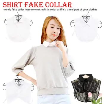 

Unisex Fake False Lapel Half Shirt Style Blouse Detachable Removable Collar Men Womens Accessories Neck Decor Cotton