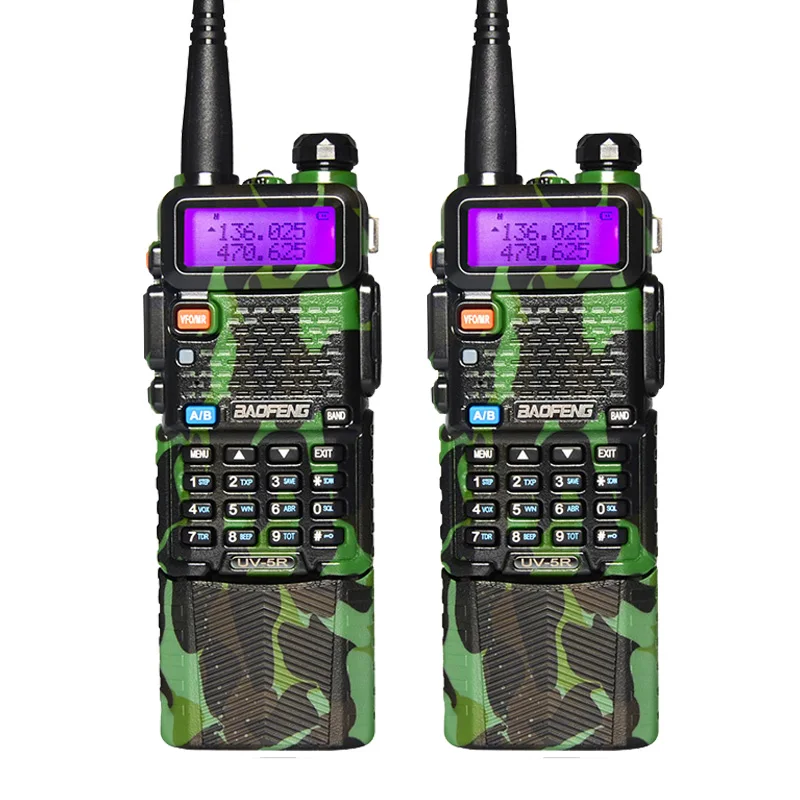 2 шт./лот Baofeng UV-5R портативная рация VHF UHF Двухдиапазонная 3800 мАч длительным временем ожидания 5 Вт портативная рация двухсторонний радиоприемопередатчик - Цвет: Камуфляж