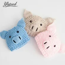 Ylsteed вязаная крючком шапка для маленьких мальчиков и девочек; реквизит для фотосессии новорожденных с изображением поросенка из мультфильма; Стильная Детская кепка; одежда для фотосъемки; идеи для новорожденных