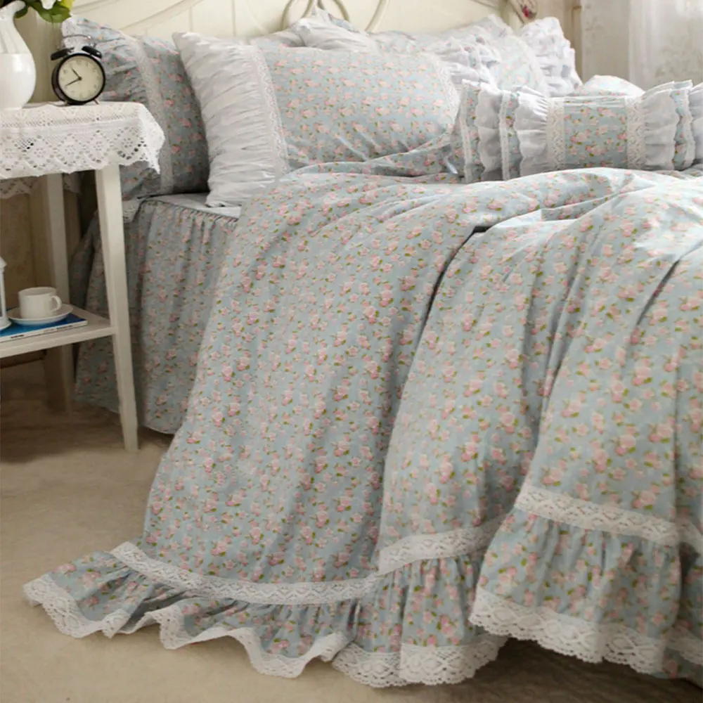 Online Shop Rustic Ruffle Lace Floral Single Double Bedding Set