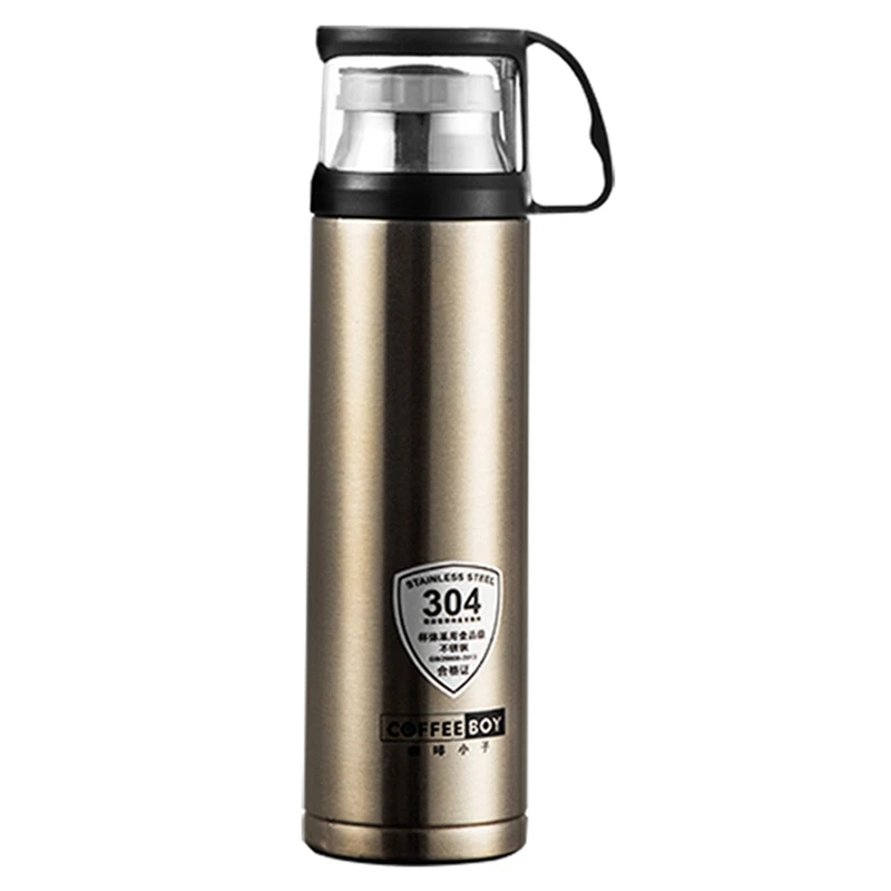 Coffee Boy Portable 500Ml Thermo Bottle Vacuum Flask For Tea 304 Stainless Steel Thermo Mug Thermoses Thermo Cup - Цвет: Gold