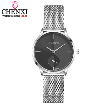 

Fashion Chenxi Brand Ultrathin Mesh Steel Silver Women Quartz Wristwatch Small Dial Design Female Watch Waterproof Ladies Clocks