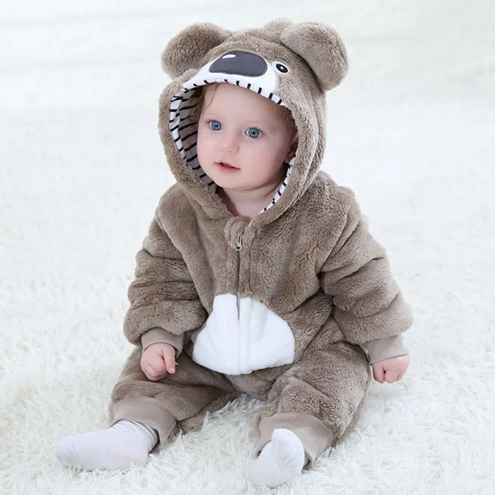 Милый фланелевый комбинезон «Тоторо коала»; комбинезон для детей от 0 до 24 месяцев; Детский комбинезон с капюшоном и рисунком животных; одежда для малышей