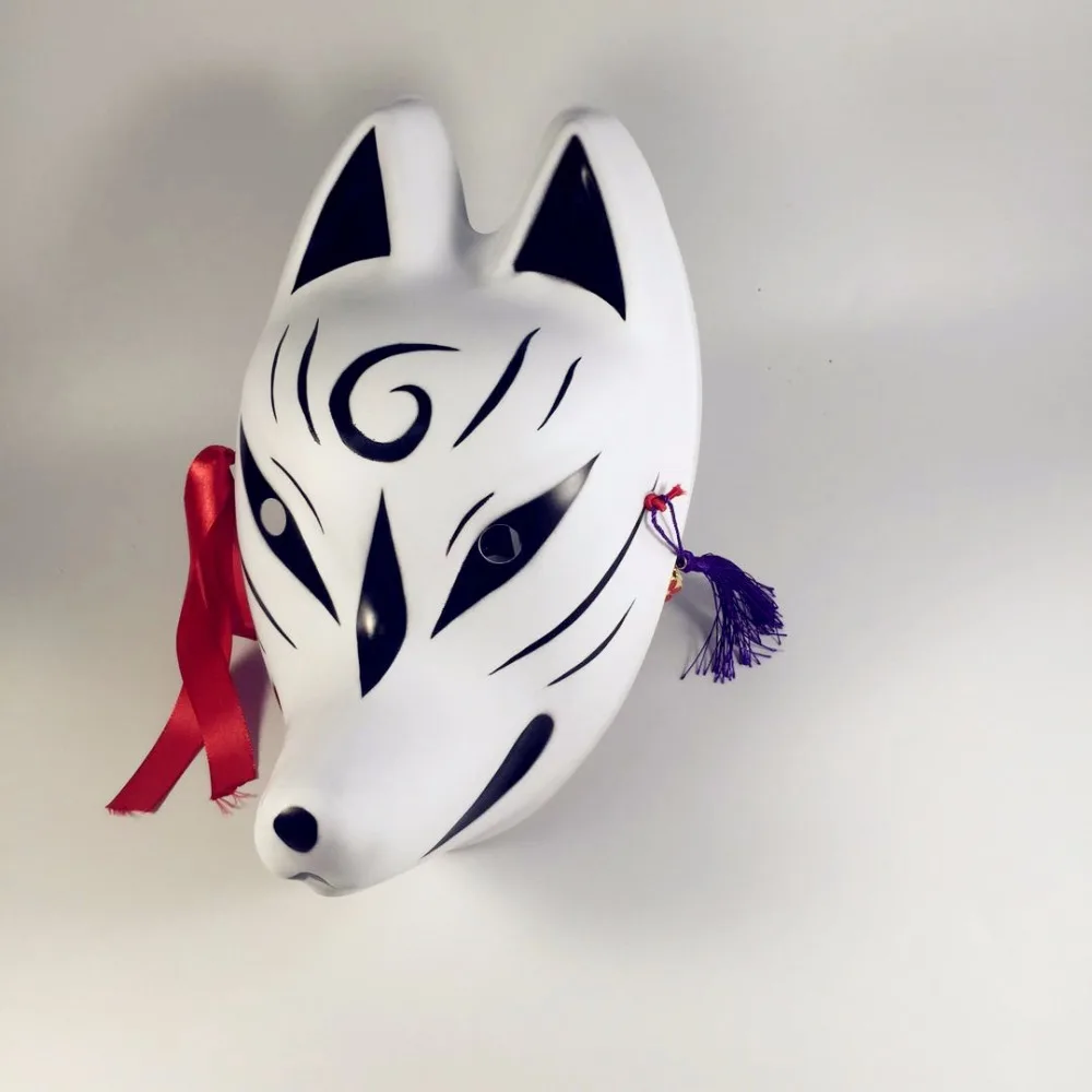 Маска лисы на все лицо, ручная роспись, японская маска, маска кицунэ для косплея и маскарада, Новое поступление, маска животного для косплея