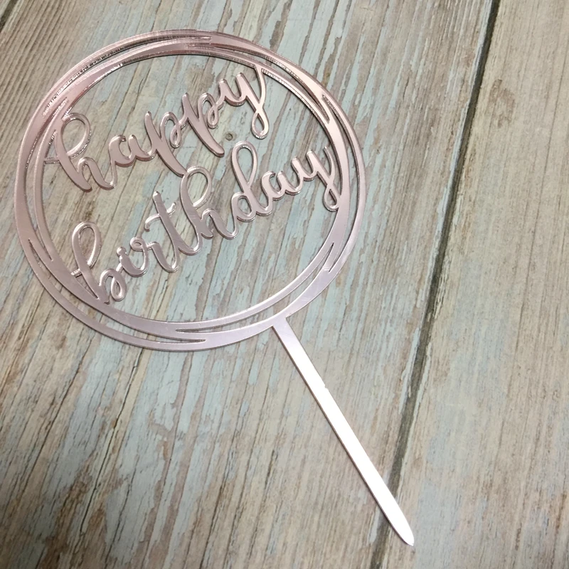 

5pcs 2019 new rose gold acrylic cake topper for birthday party cake decoration