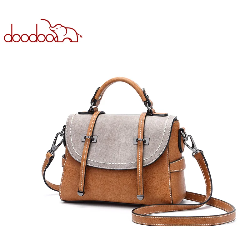 

DOODOO Women Handbags Female Shoulder Messenger Bags Ladies Artificial Leather Top-handle Bag Blet Design Stitching Fashion Tote