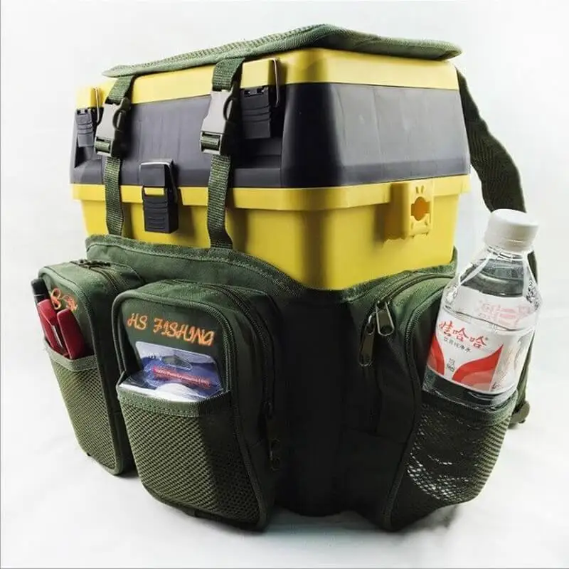 

Carp Sea Fishing Green Harness bag Pack Rucksack Converter Pocket for all Seat Box Tackle Boxes Saltwater Freshwater 40*20*38cm