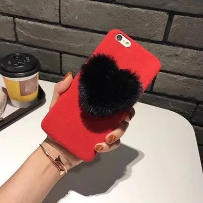 Мягкий чехол ручной работы с милым пушистым сердцем для iphone 11 Pro MAX X XR Xs Max 6 6s Plus 7 8