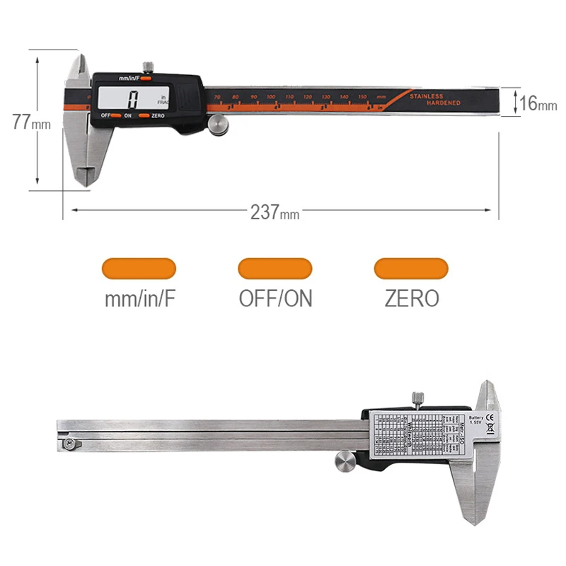 GHIXACTO Stainless Steel Digital Vernier Caliper 6 Inch 150mm Electronic Caliper 3 Mode LCD Micrometer Depth Measuring Tools