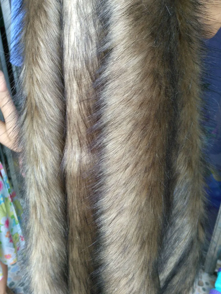 Quality brown color dye black tip faux fur fabric,5cm pile felt cloth