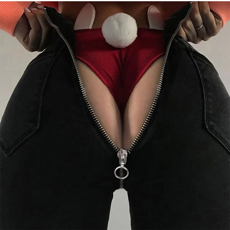 2019 Men And Women Friends Jeans Latest Personality Jeans Slim Back Zipper Feet Jeans Thin Stretch Sexy Fashion Women
