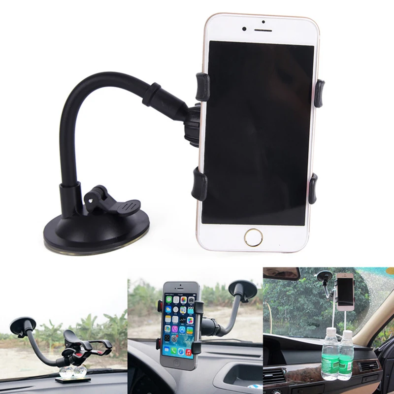 

Windshield Bracket Mount Stand Adhesive Stickers Car Phone Holder ABS Plastic Clip Fold 360 Degree Rotatable Phone Holder Stand