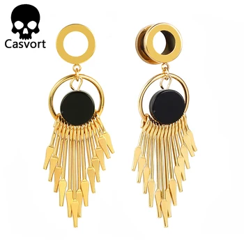 

Casvort piercing stainless steel tassel dangle ear plugs and tunnels body jewelry ear gauges pair selling expander