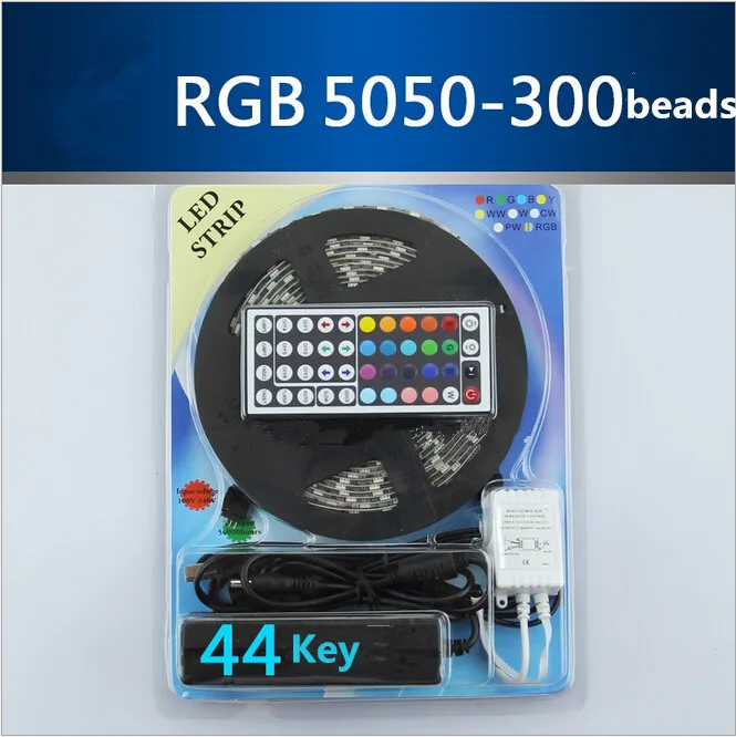 

Waterproof LED RGB strip light SMD5050 IP65 Fiexble Light 300LED/M 5M DC 12V Adapter Power 5A Free shipping RGB strip lamp bulb