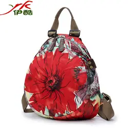 Национальный стиль двойная сумка на плечо модная Всепогодная Водонепроницаемая нейлон ткань «Оксфорд» рюкзак для девочек Женская