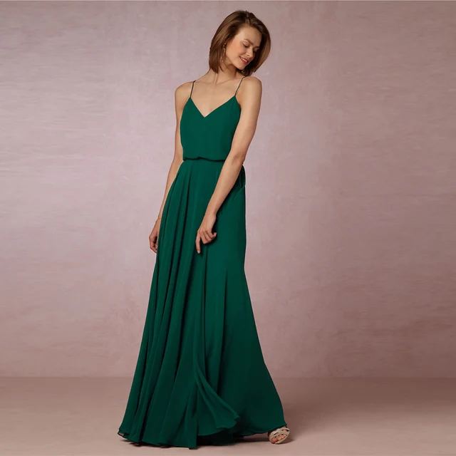 long green chiffon dress