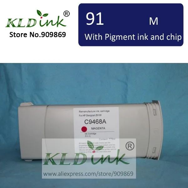 

[KLD Ink] Compatible HP91 C9468A MAGENTA Pigment ink cartridge for Designjet Z6100