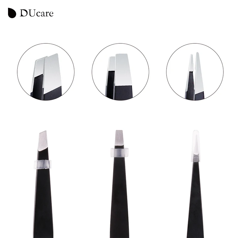 DUcare 3 шт. пинцета для бровей и 1 шт. Складная Расческа для ресниц точечный кончик/Наклонный кончик/плоский кончик инструменты для макияжа