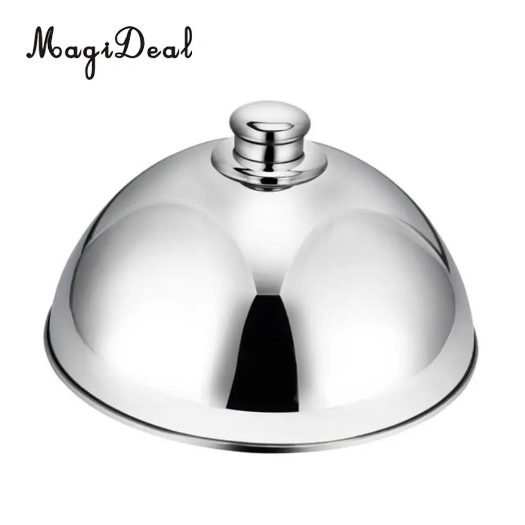 Stainless Steel Food Cover Cloche Plate with Domed Cover Dish Silver big