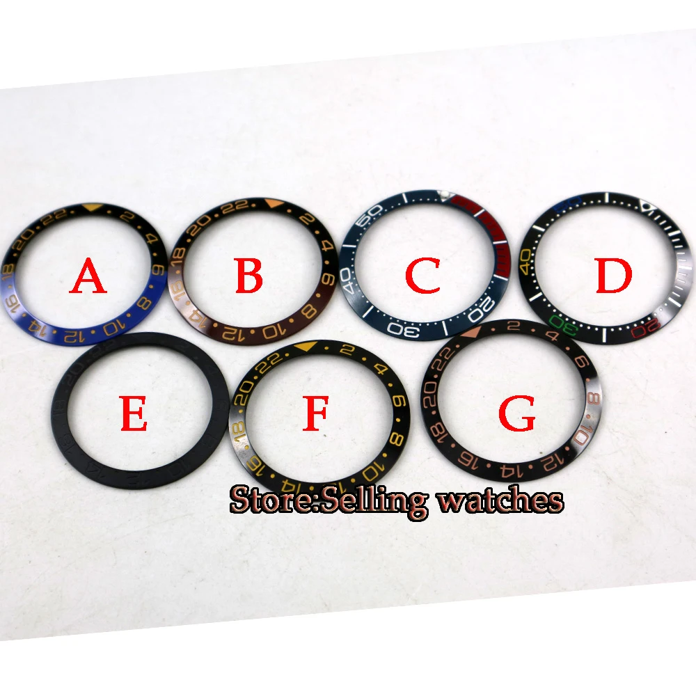 38mm blue red ceramic bezel insert for 40mm submariner mens watch