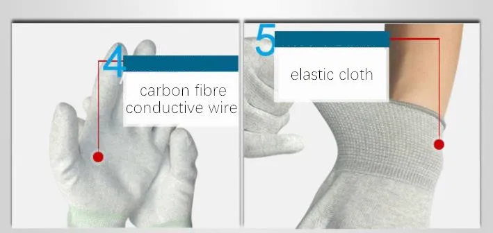 1 пара Антистатические Рабочие перчатки из углеродного волокна PU покрытие нейлон моющаяся износостойкая кондуктивная проволока