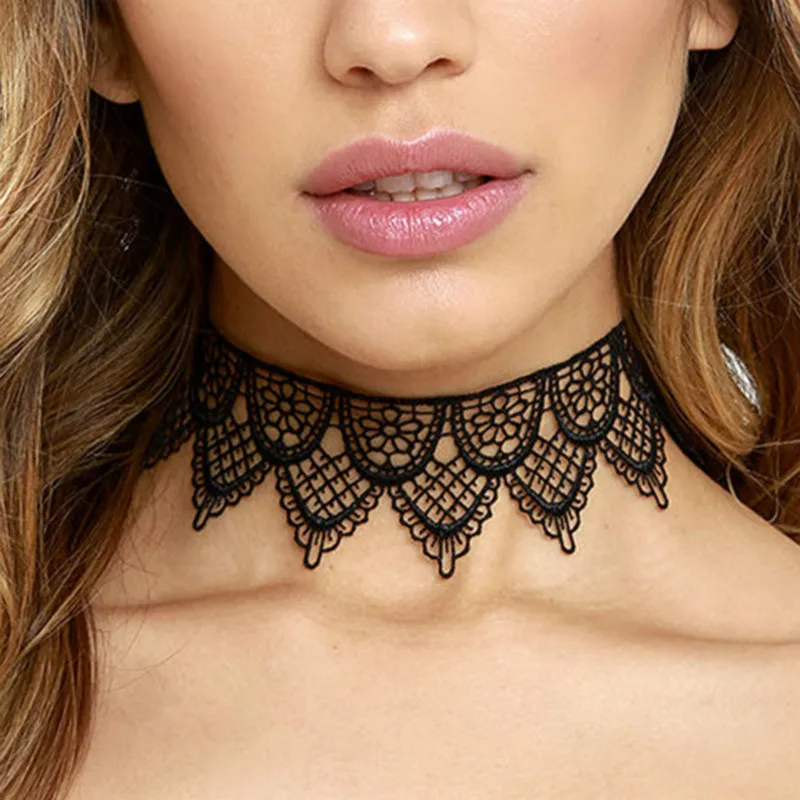 2017 Black Lace Choker Necklace Women Flower Chokers Necklaces Chocker