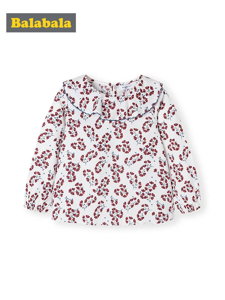 

Balabala Girls fashion Shirt Baby long sleeve cotton Shirt Autumn clothes 2019 New Children's Tops Cotton Floral shirt