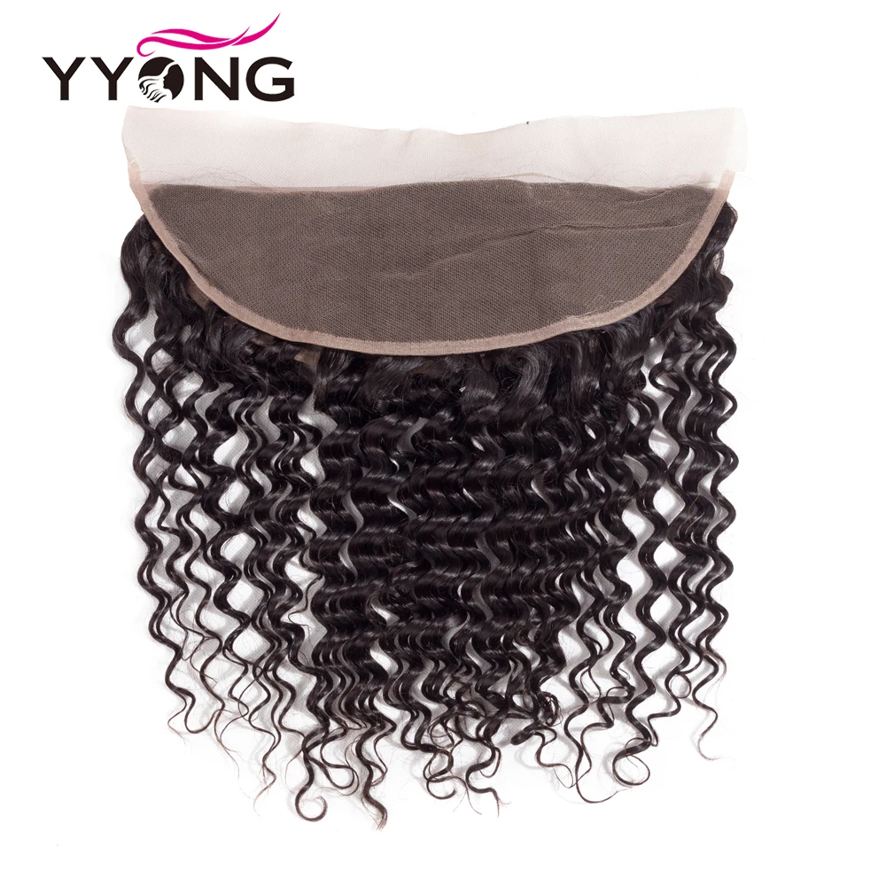 Yyong Brazilian Deep Wave Human Hair Lace Frontal Closure 13*4 Ear To Ear Free/Middle/Three Part Swiss Lace Remy Can Be Bleached