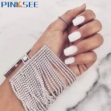 Europe Chic Claw Chains Wide Bracelets & Bangles Fashion Multilayer Shinning Rhinestone Bracelets For Women Girls Gift chic wide link rhinestone flower necklace for women