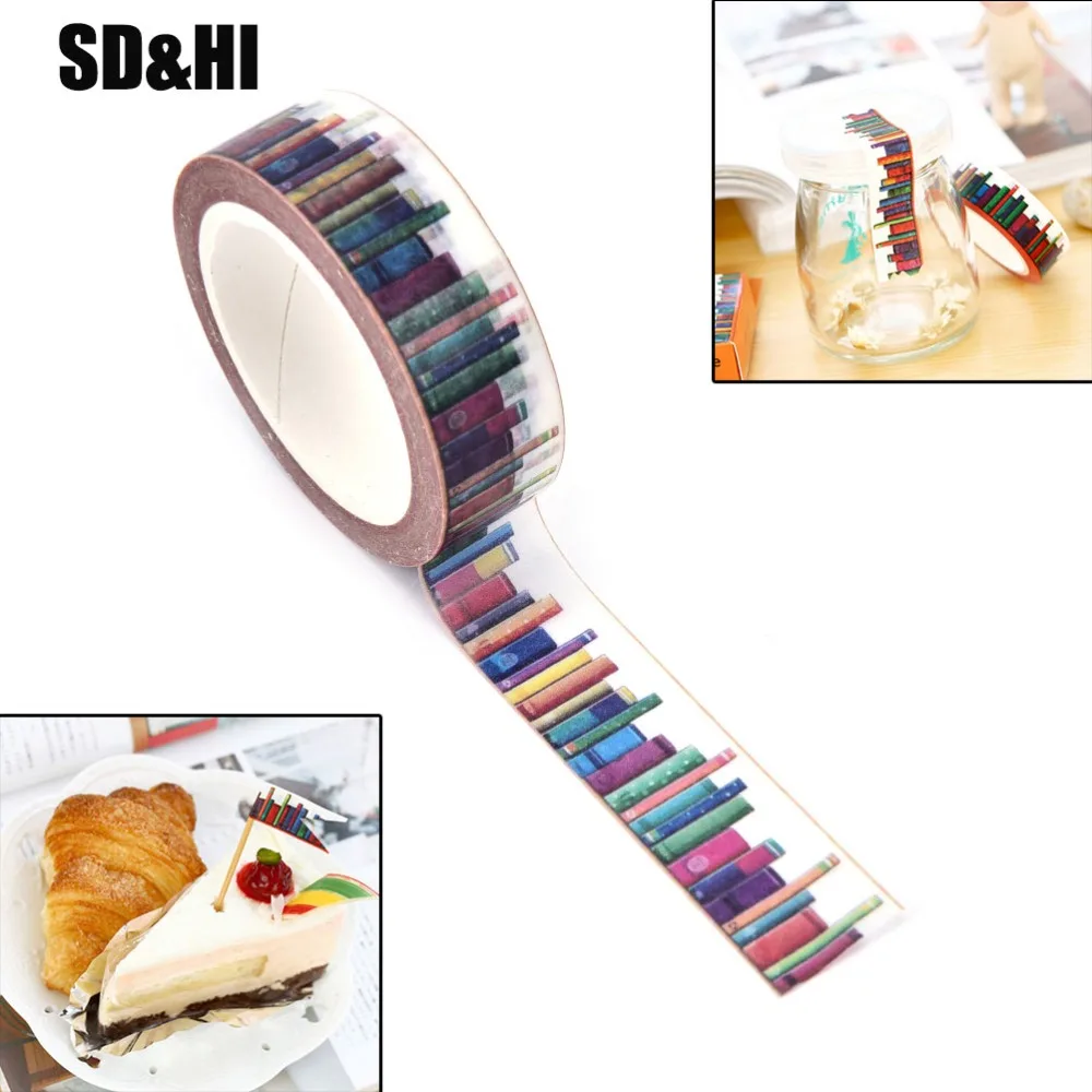 

1.5CM DIY Scrapbooking Sticker Label Masking Tape School Office Supply Wide Amazing Library Books Washi Tape