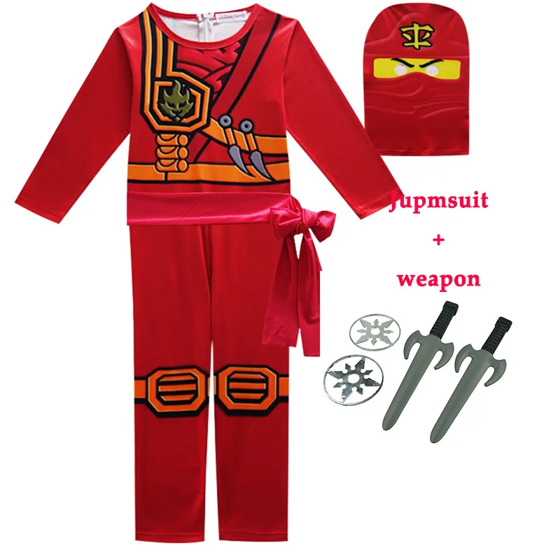 النينجا Ninjago زي الفتيان الفتيات مجموعة ملابس الاطفال الصبي لويد جاي كاي تأثيري حللا هالوين ملابس للحفلات دعوى مع سلاح