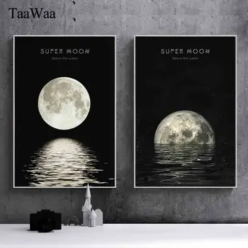 

TAAWAA Minimalist Moon Canvas Posters And Prints Wall Art Painting Nordic Decorative Pictures For Living Room Modern Home Decor