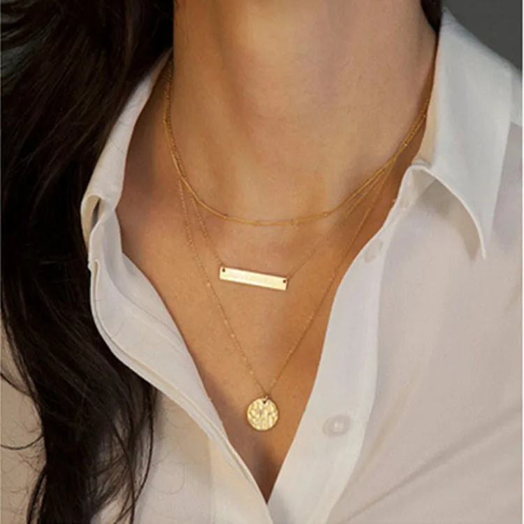 

2017 Charming Jewelery Accessories Geometric Sequins Multilayer Chain Necklace For Women Jewelry Wholesale Free Shipping