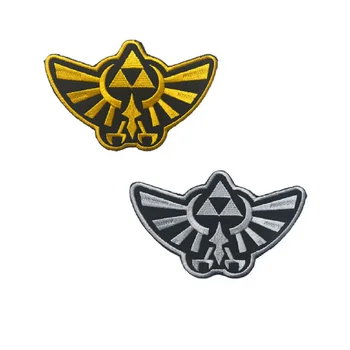 

10pcs/lot Embroidery badges Hook&Loop Embroidered Legend of Zelda Hyrule's Royal Crest Gold Logo Patch