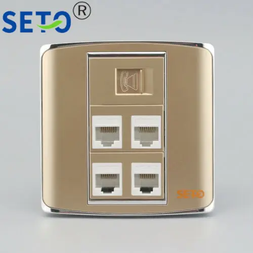 

86 Type One RJ11 Cat3 Tel + 4 Ports RJ45 Cat5e Network Socket Keystone Faceplate