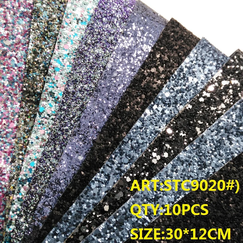 Прозрачный запас 1 комплект(10 шт.) 30X12 см Alisa Glitter Cuero Sintetico блестящая кожа для DIY аксессуары для волос ремесло STC90 - Цвет: 20