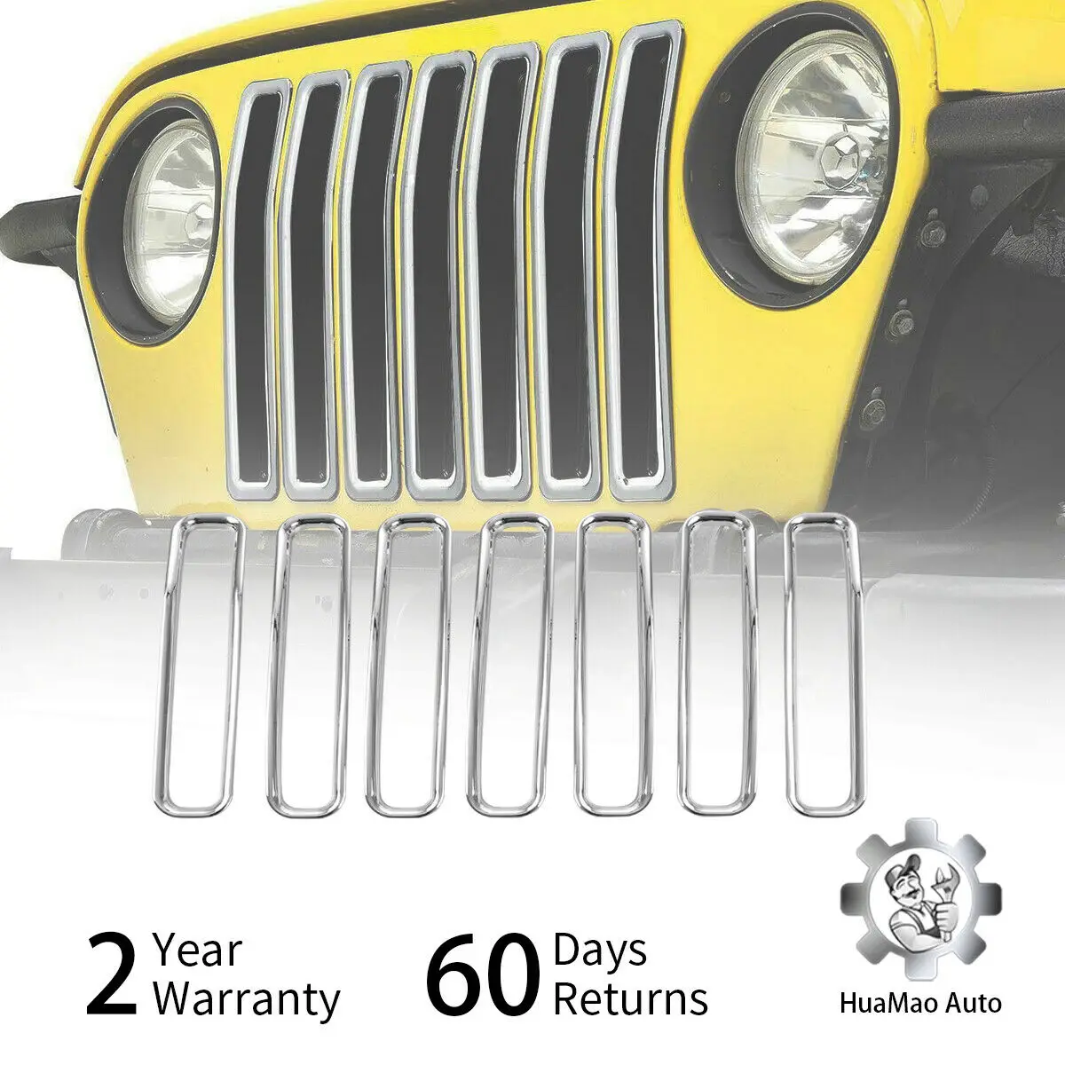 Подходит 1997-2006 для Jeep Wrangler TJ передняя вставка решетка Защитная декоративная крышка отделка 7 шт