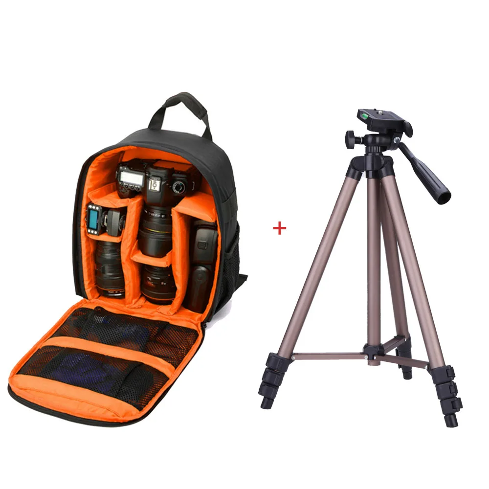 Сумка для камеры Водонепроницаемая Сумка для DSLR рюкзак для камеры 13x10,4x4,9 дюймов Размер для DSLR камеры s беззеркальная камера s объектив вспышка штатив - Цвет: Orange with Tripod