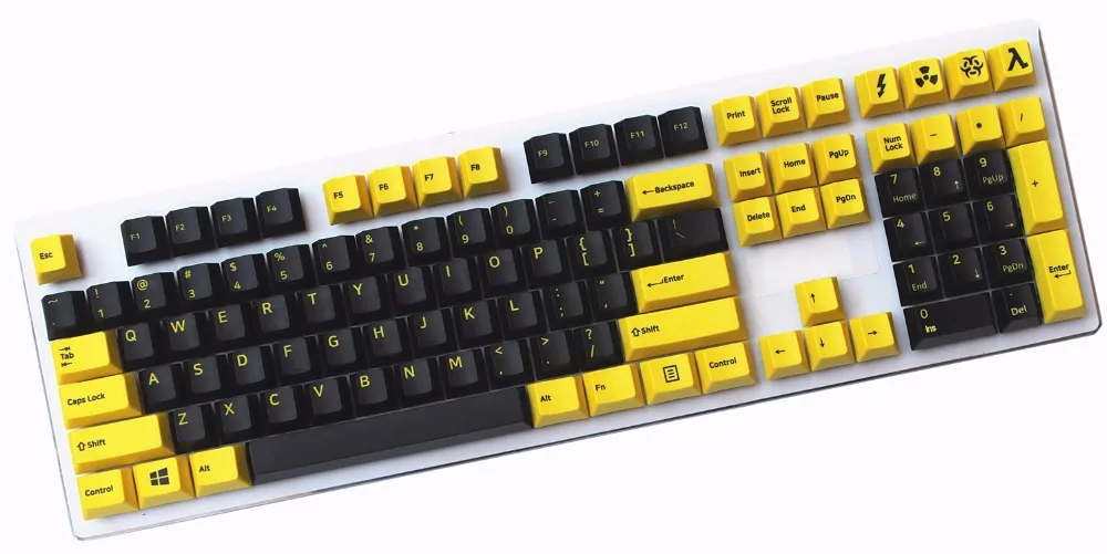 Bumblebee Yellow Black Dye Subbed Pbt Keycap Set Cherry Profile