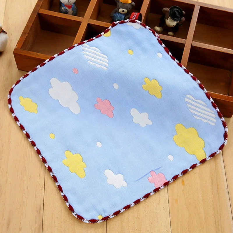 22*23.5CM New Cotton Clouds Animals Newborn Baby Kids Children Gauze Saliva Towel Square Handkerchiefs Face Wash Towel FS0585