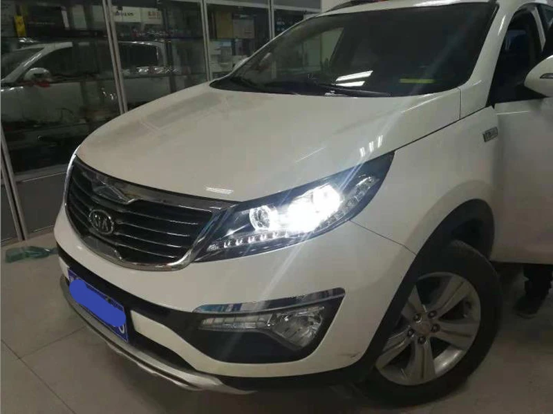 Передние фары для KIA Sportage R светодиодный фары 2011 2012 2013 ангельские глазки светодиодный проектор