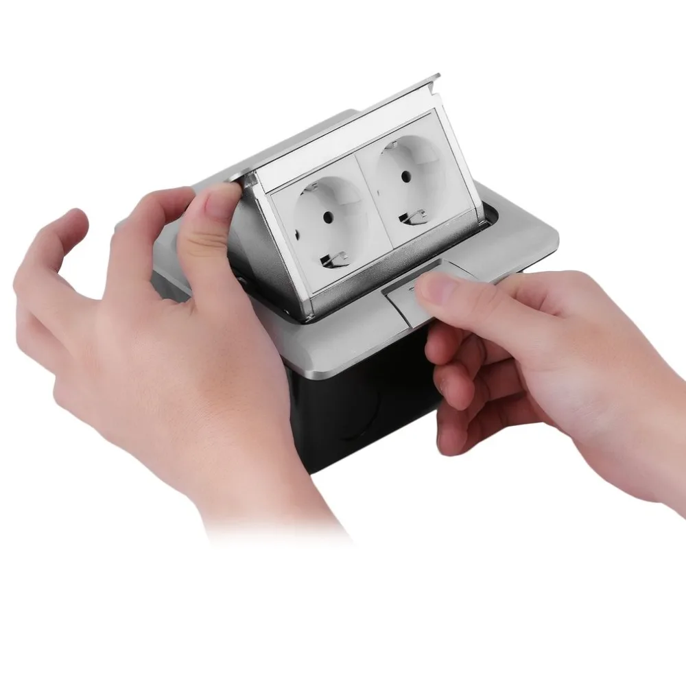 

2-Outlets Retractable Pop Up Recessed Floor Socket Waterproof Antidust Electrical Outlet German Socket Modular Combination NEW