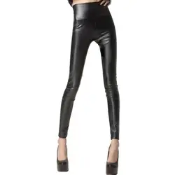 Женские кожаные леггинсы эластичные сексуальные кожаные брюки до щиколотки брюки узкие черные кожаные леггинсы с высокой талией #20