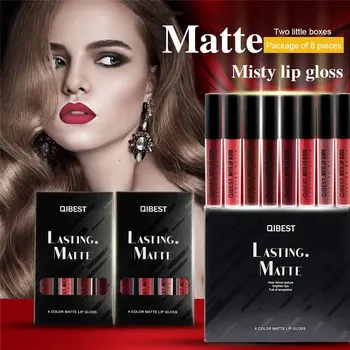 

MINCH Matte Lip Gloss Set 8 Colors Long Lasting Liquid Lipstick Set Waterproof Lips Makeup Kit Red Nude Women Cosmetic